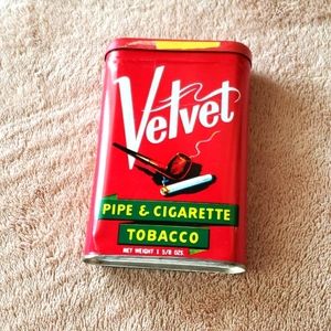 Vintage velvet tobacco tin.